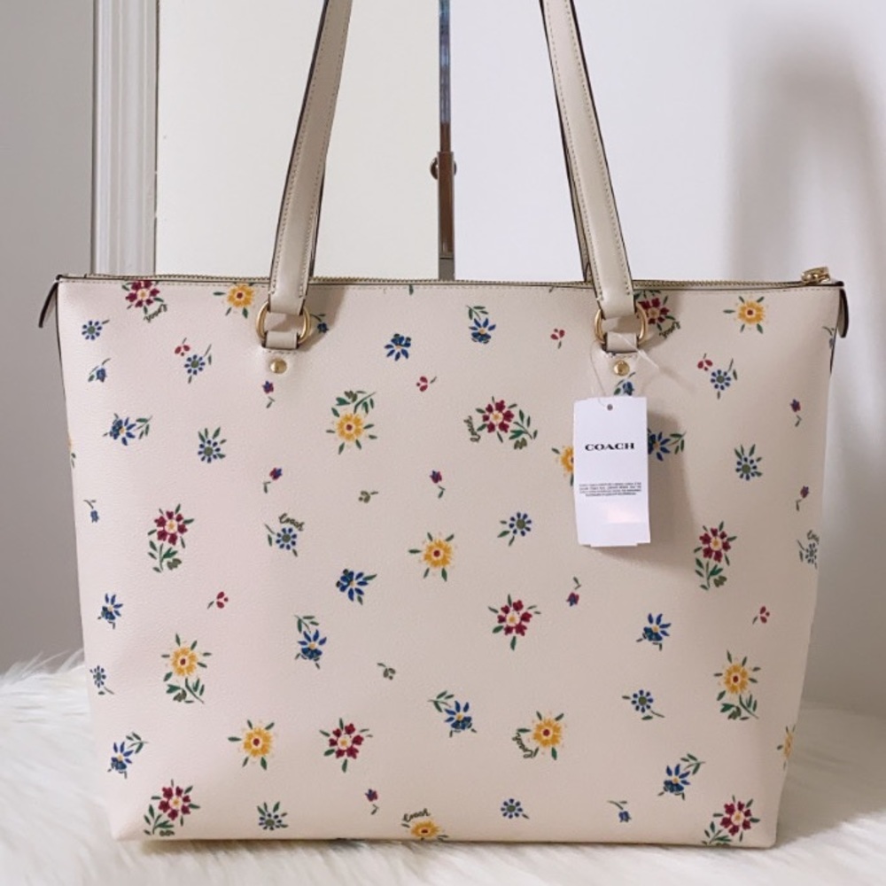 New💃Coach Gallery Tote Purse Wild Meadow Print - Picture 4 of 10